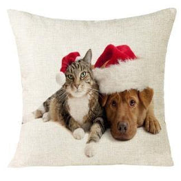Bonheur de Chat Housse de Coussin Chat Noël 45x45 cm en 7 modèles