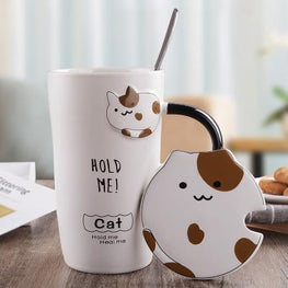 Bonheur de Chat Mug chat mignon 450ml  4 modèles + couvercle + cuillère