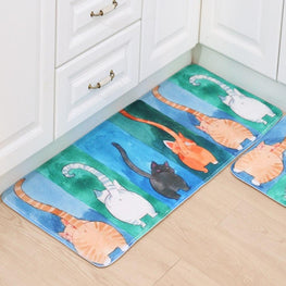 Bonheur de Chat Tapis de sol imprimé chat - anti dérapant