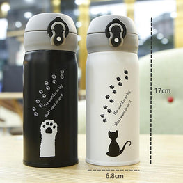 Bonheur de Chat Thermos portable en acier inoxydable dessin de chat - 350ml