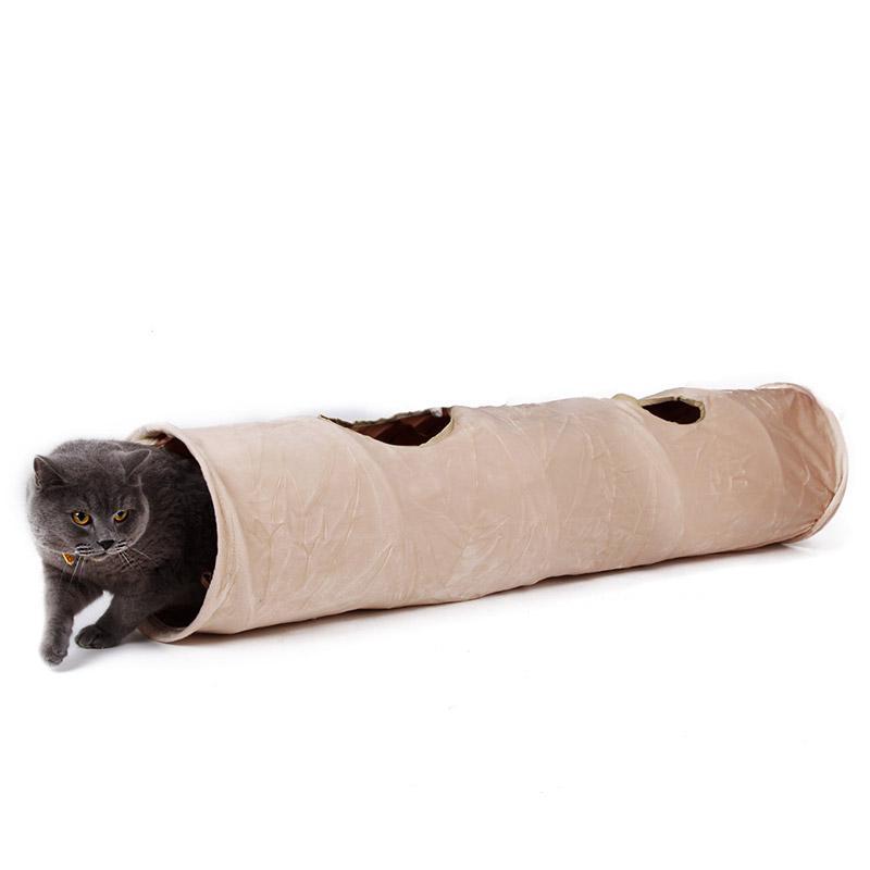 Tunnel Pour Chat Pliable, Cube De Jeu Avec 3 Ouvertures Et Grelots - 40x40 Cm, Polyester - Pour Chats Et Petits Chiens